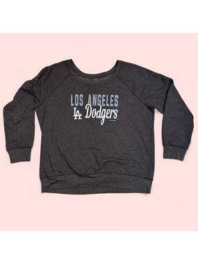 Los Angeles Dodgers Sweater Women XL Gray 5th & Ocean Pullover MLB